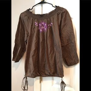 LUCKY BRAND Embroidered Flower Top